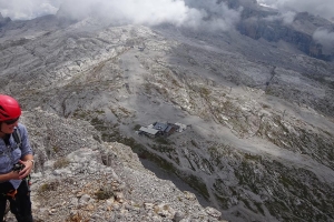 Klettersteig Gustavo Vido - Blick auf  Rifugio Graffer